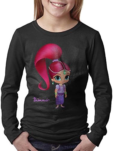Kid's Personalized Shimmer And Shine Funny 100% Cotton Long Sleeve T-Shirt Black US Size M