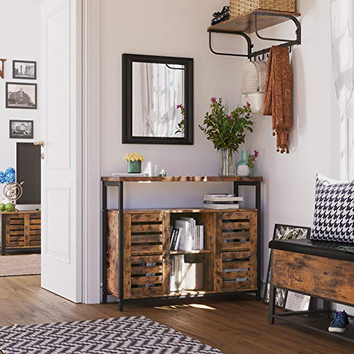 VASAGLE Sideboard, Küchenschrank, offene Regalfächer, Kommode mit Lamellentüren, 35 x 100 x 81,5 cm, Industrie-Design… – Bild 4