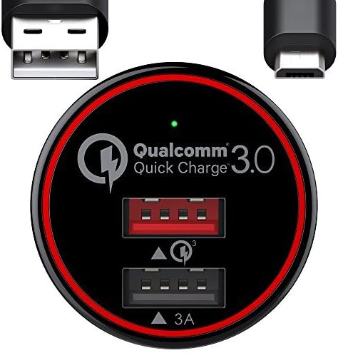 Aukey Doppia Porta Turbo Qualcomm 2.0 Caricabatteria Auto con Micro USB Cavo