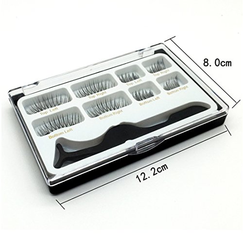 Eyelashes Magnetic Adhesives Extension Set With Applicator Tweezers Double Magnetic No Glue Needed Easy to Apply Soft False Eyelash for Natural Look (2 Pairs)
