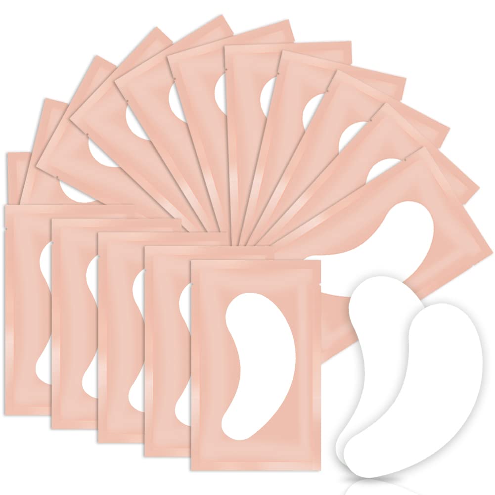 Eye Gel Pads, 50 Pairs Lint Free Eyelash Patches, Under Eye Gel Pads for Pro Salon and Individual Eyelash Extension (Pink)