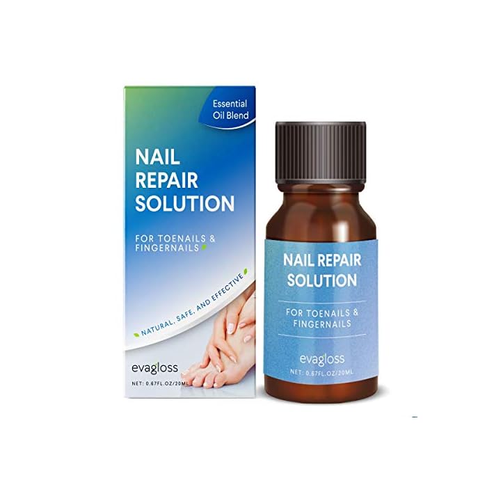 Evagloss Natural Nail Repair Solution - for Toenail and Fingernail Fungus, Restores Discolored and Damaged Nails