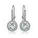 Sterling Silver Aquamarine and White Topaz Round Leverback Earrings