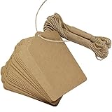 Marrywindix 100pcs DIY Blessing Easter Cards Greeting Card Wedding Brown Retangle Kraft Paper Tag Label Bonbonniere Favor Gift Tags with Jute Twines
