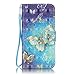 Galaxy S6 edge Case, Firefish Kickstand Card Slots Cash Holder Dual Layer Impact Resistant Case Cover with Wrist Strap Magnetic Snap Closure for Samsung Galaxy S6 edge-Butterfly