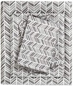 Madison Park Essentials Chevron Printed Ultra Soft 4 Piece Sheet Set, Grey, Queen