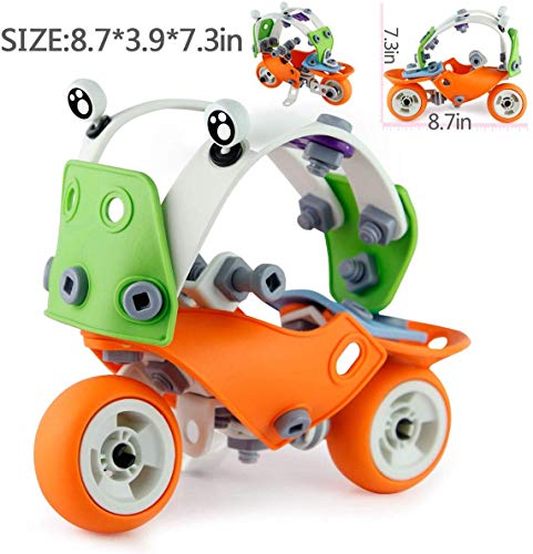 PBOX DIY Building Toys for Toddler, 132Pcs 5-in-1 DIY Creative stem Stacking Toys, Learning Block Set for Boys and Girls, Educational Construction Engineering Set Up Toy for 5 6 7 Year Old Kids