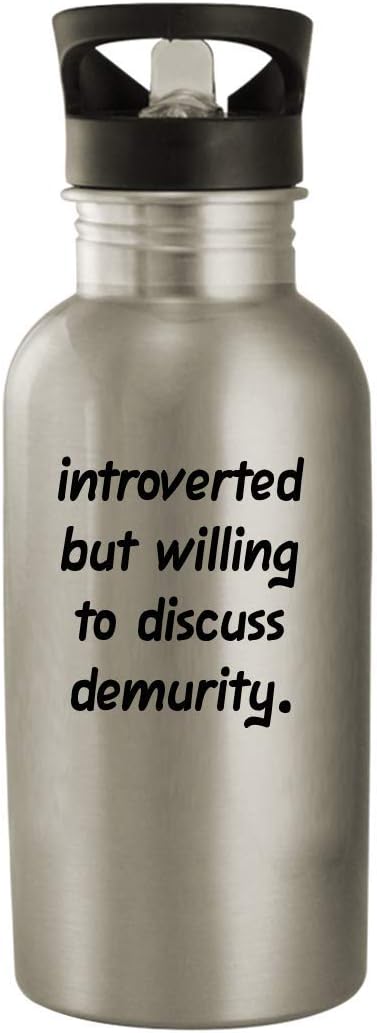 Introverted But Willing To Discuss Demurity - 20oz Stainless Steel Water Bottle, Silver