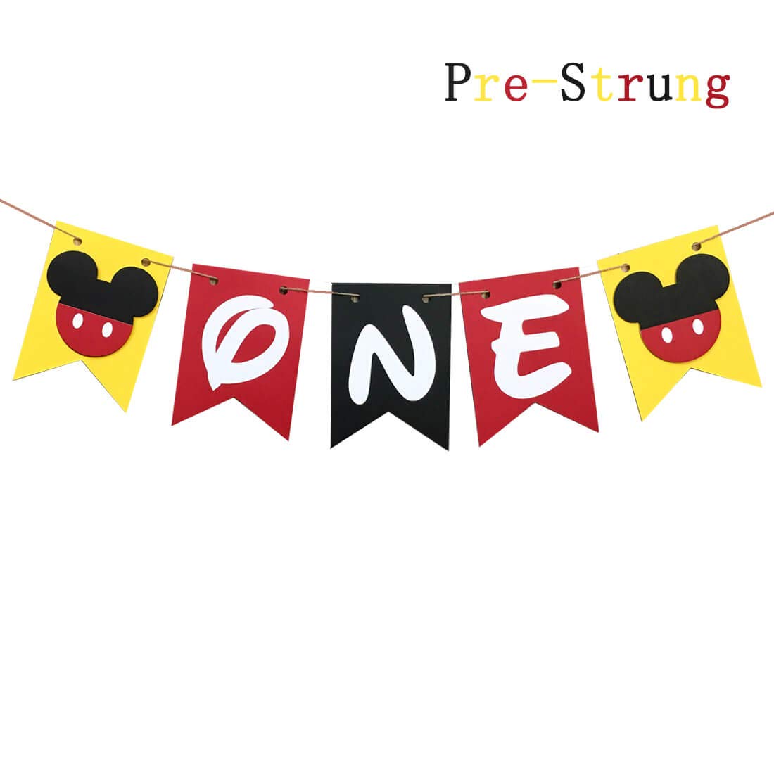 Mickey Mouse First Birthday Banner Handmade 1st Birthday Party