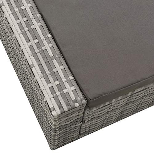 Tidyard Doppel Sonnenliege mit Auflage Doppelliege mit Verstellbare Rückenlehne Gartenliege Relaxliege Strandliege Liege Gartenmöbel Rattanmöbel Poly Rattan Grau – Bild 5
