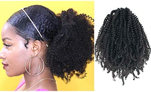 AmazingBeauty 8A Grade Updo 4B 4C Coily Curly Hair Ponytail for African American Black Women, Virgin Remy Human Hair, Natural Black, 100 gram, 4C 12 Inch
