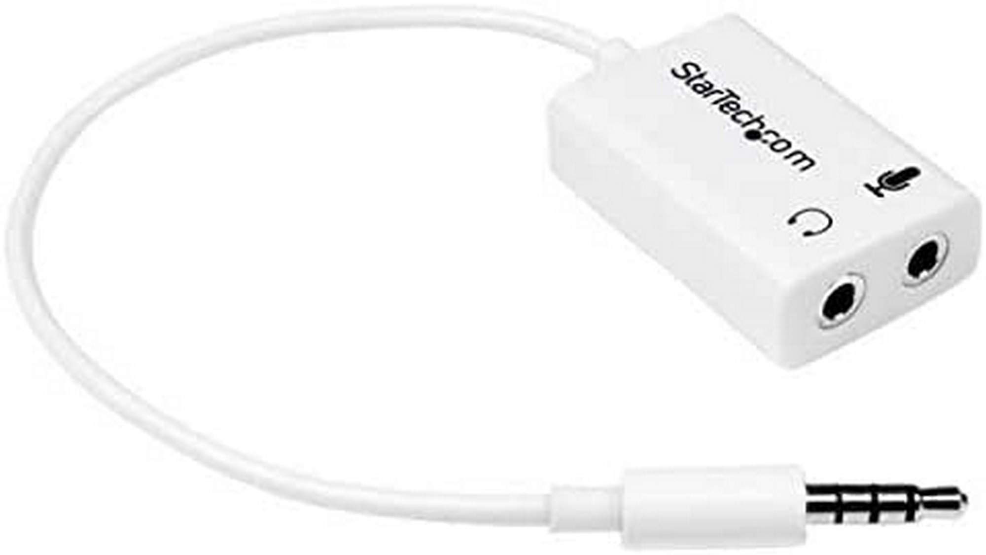 StarTech.com MUYHSMFFADW White Headset Adapter for Headsets with Separate Headphone/Microphone Plugs - 3.5mm 4 Position to 2x 3 Position 3.5mm M/F