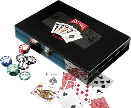 Bicycle Masters 300 8-Gram Clay Composite Poker Chip Set in a Black Lacquer Box