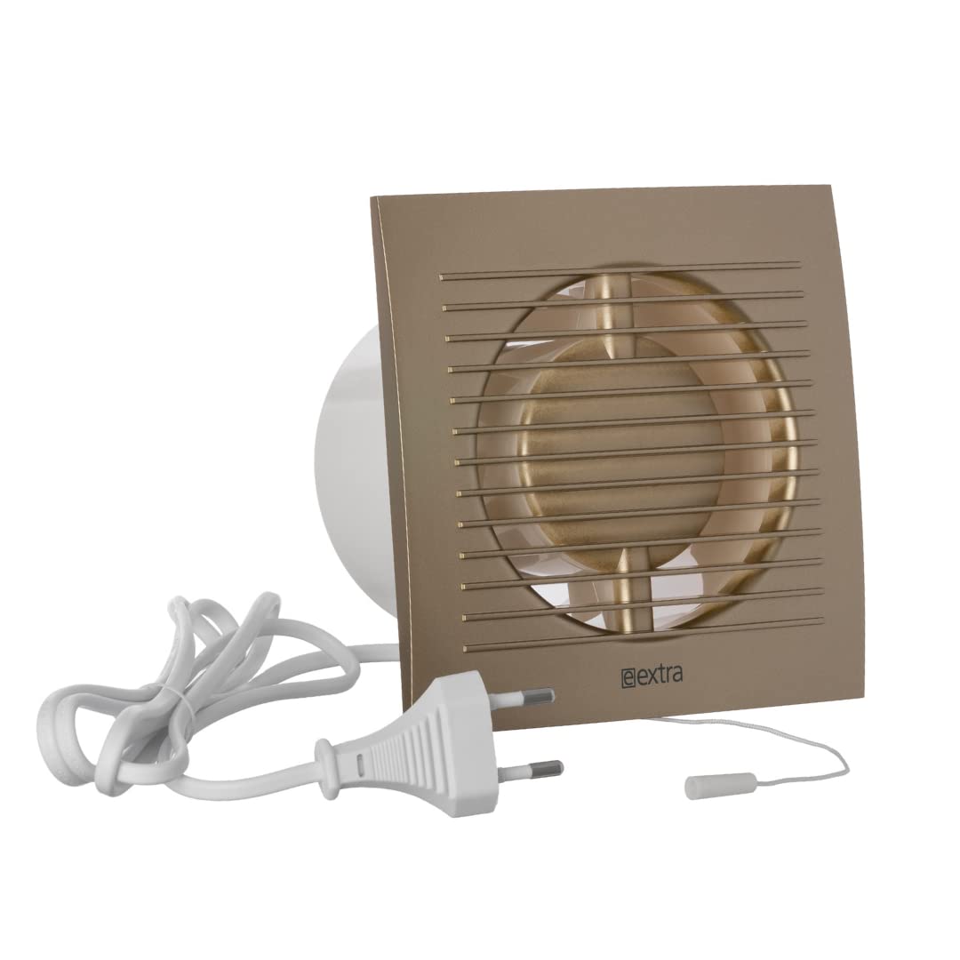 EUROPLAST EE100WPG Wall Fan Diameter 100 mm Exhaust Cable Switch Fan Kitchen Toilet Bathroom with Plug Gold