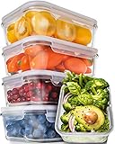 [5-Pack,30oz] Glass Meal Prep Containers - Food Prep Containers with Lids Meal Prep - Glass Food Storage Containers Airtight - Lunch Containers Portion Control Containers - BPA Free Container