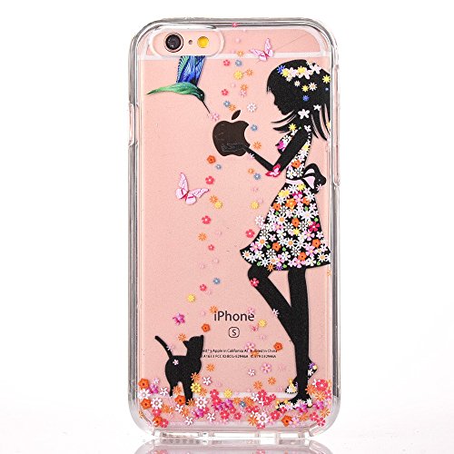iphone 7 case UCLL Cute Design Clear Buttom TPU Solft Slim Cover For 4.7 iphone 7 With a Screen Protector (cat&girl)