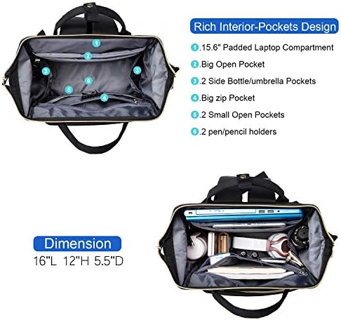 Laptop Backpack for Women Fashion Travel Bags Business Computer Purse Work Bag with USB Port, Black 3 Laptop Backpack for Women Fashion Travel Bags Business Computer Purse Work Bag with USB Port, Black