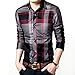 Womleys Mens Long Sleeve Slim Fit Casual Plaid Dress Shirts (Asian 3XL (US Large), Red)