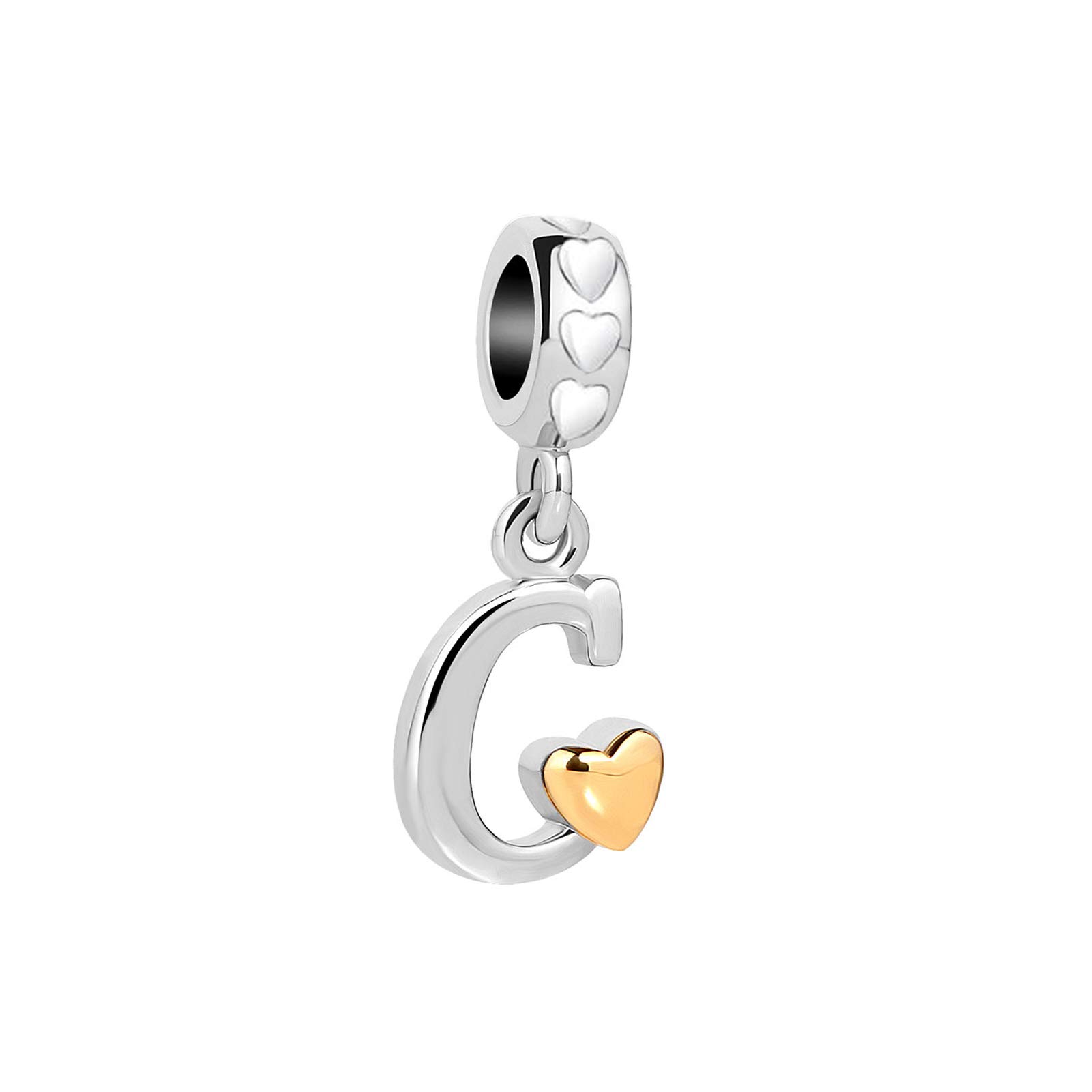 C Letter Initial Charm fit Pandora Charms Bracelets Birthday Jewellery Gift for Women Name Alphabet with Love Heart Pendant Clear CZ