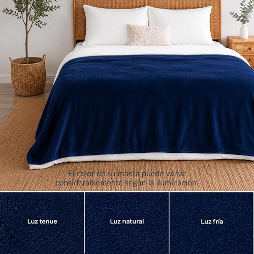 Twinzen Waterproof Dog Blanket 152x203cm Navy Blue - Reversible and Washable Dog Blanket - for Sofa and Bed - Sherpa
