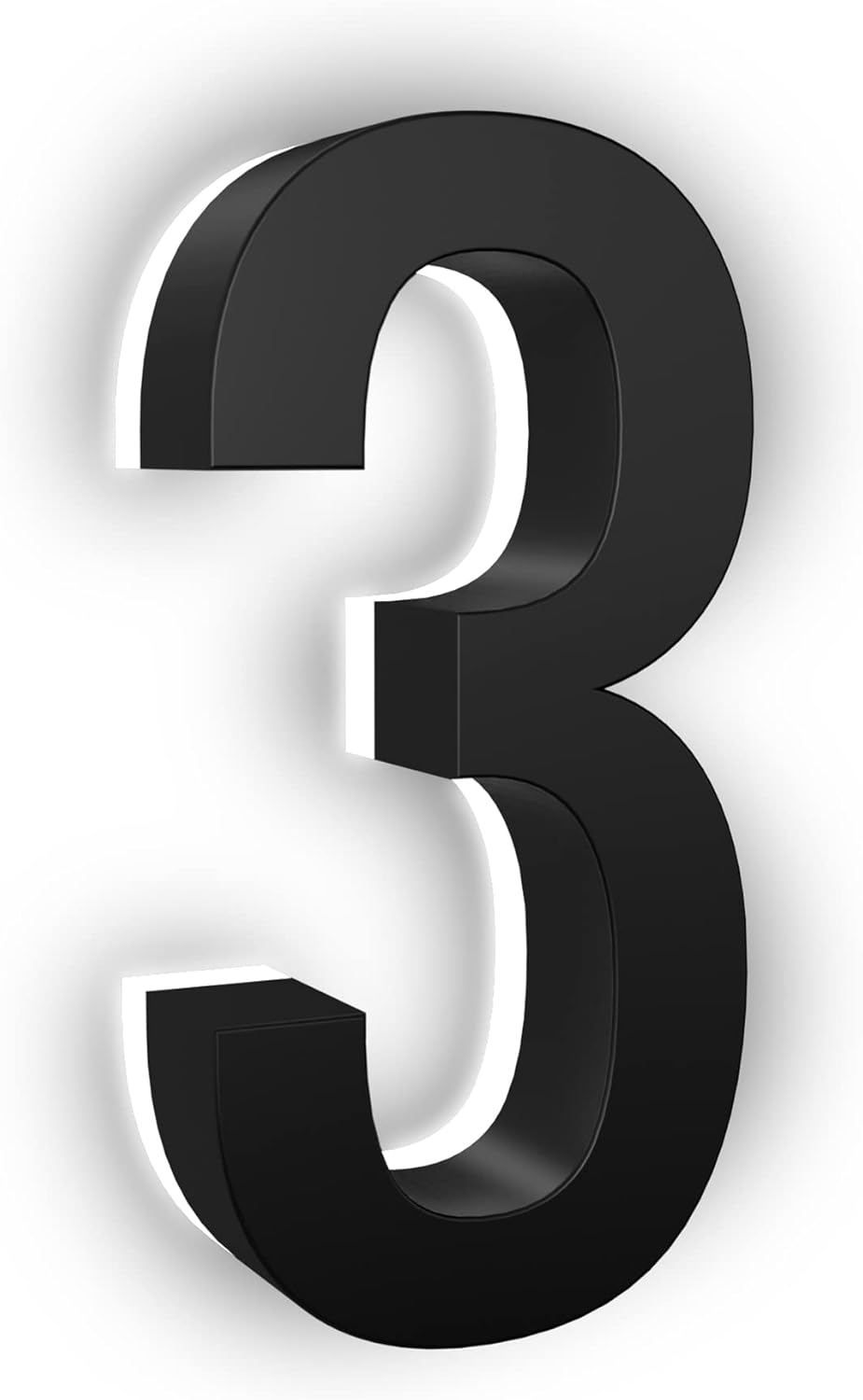 Address Signs - LN LUMANUMBERS - 5 Inch House Numbers, ABS-Polymer, Premium Quality, Backlit LED Illuminated Home Address Number, Lighted House Numbers, Modern Address Numbers (3, Black)