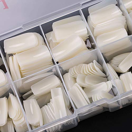 Full Cover Acrylic False Nail Tips, 500PCS Fake Nail Shape Artificial False Nails Tips 10 Sizes with Case for Nail Art Salons and Home DIY (Natural) - Image 2