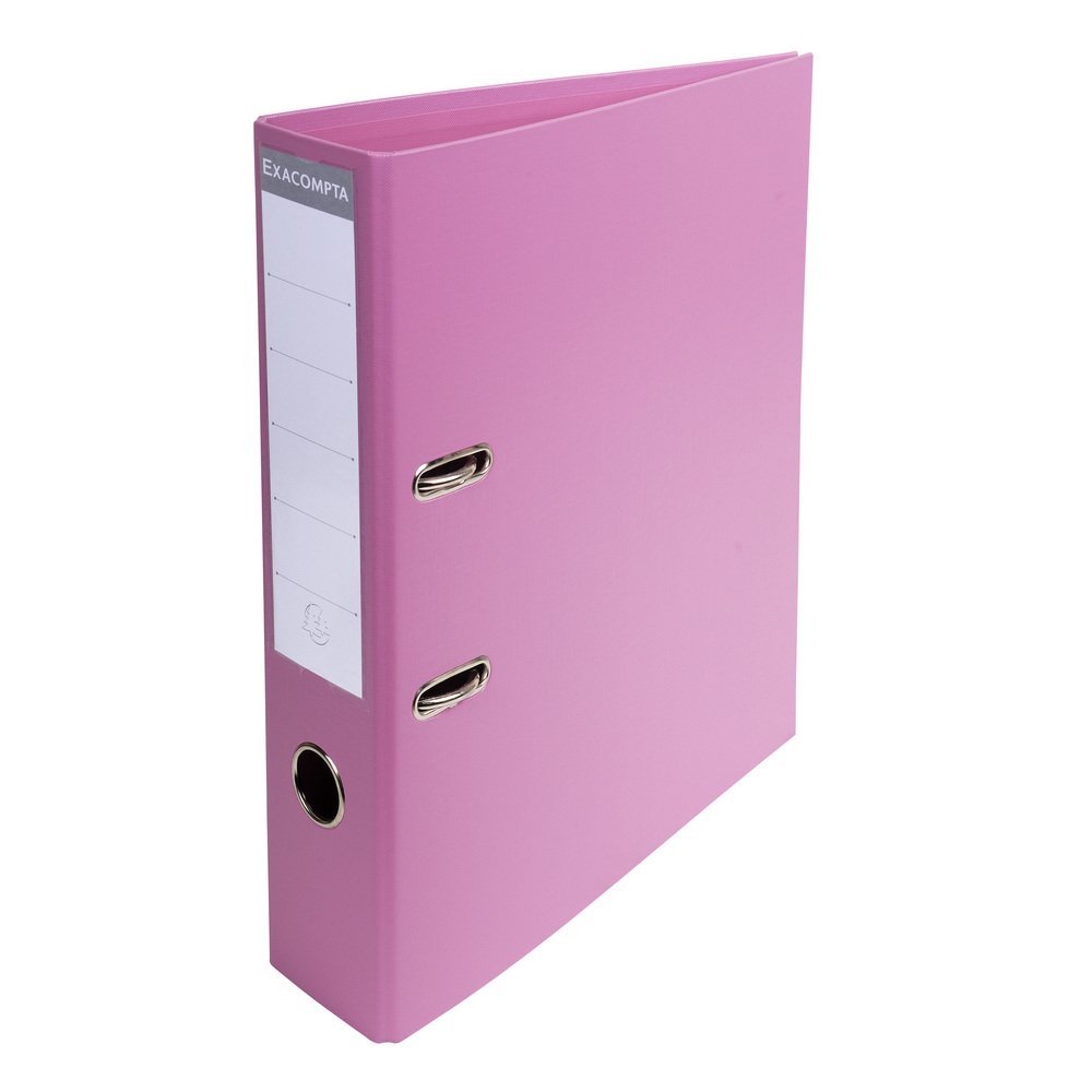 Exacompta - Ref 53755E - Prem'Touch PVC Lever Arch File - 320 x 290mm in Size, 2 Rings, Can Hold A4 Documents, 70mm Spine, 75mm Rings, FSC-Certified - Pink Cover