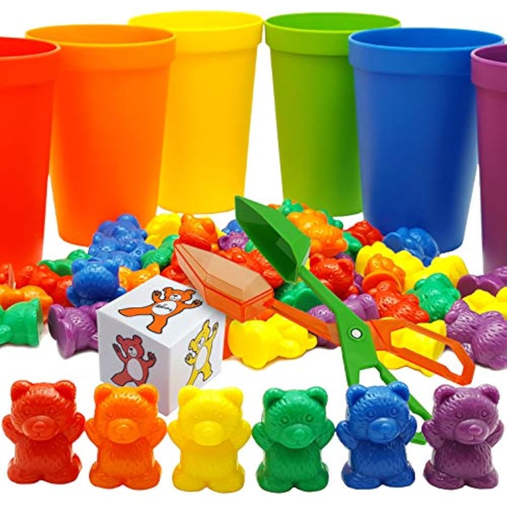 Basic & Life Skills Toys Skoolzy Rainbow Counting Bears Matching Sorting Cups, eBay