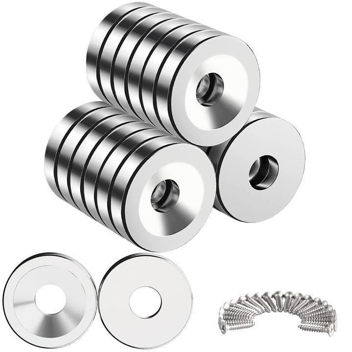 Wukong 20PCS Round Mini Magnets, 10x3 mm with Hole, Screws for Fridge, Whiteboard, Office Crafts