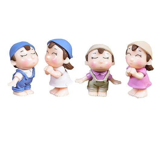 Segolike 4pcs Boy & Girl Miniature Dollhouse Fairy Garden Bonsai Pot DIY Decor Craft