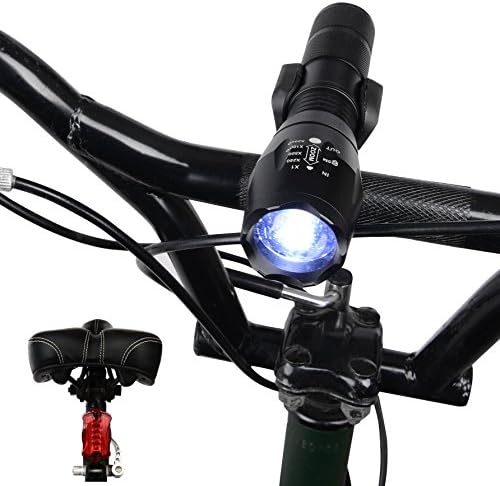 Bike Front &amp; Tail Light Set by AbysCollection-Bicycle Rear Light &amp; Rechargeable Waterproof LED 800 Lumen Flashlight-Best Super Bright Kit-Strong Cycle Mount Holder &amp; Accessories