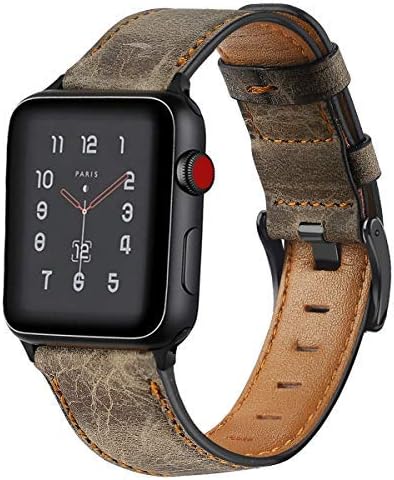 KEYSJEFF Compatible with Apple Watch Band 42mm 38mm 44mm 40mm Replacement Genuine Leather Vintage Strap Wristband for Iwatch Bands Men Women 83011 (Coffee Brown,38mm/40mm)