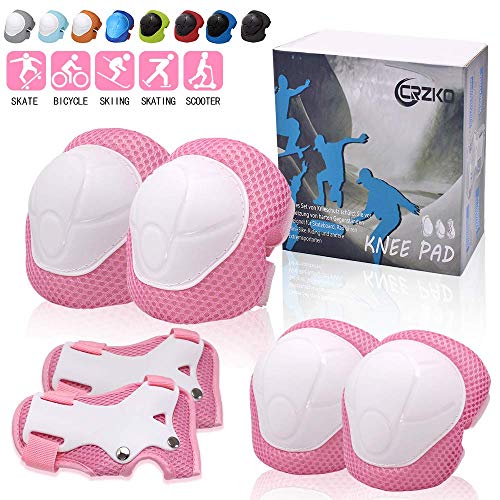 image for CRZKO Kids Protective Gear, Knee Pads and Elbow Pads 6 in 1 Set with W