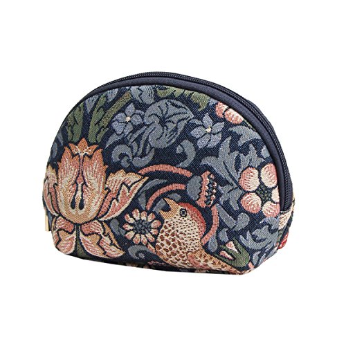 Signare Tapestry Cosmetic Bag/Make-up Bag in William Morris Strawberry Thief Design (Blue)