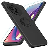 Nijiadi Compatible for TCL 50 XL 5G Phone Case with Screen Protector | 360&deg; Rotatable Ring Holder Kickstand/Stand Silicone TPU Shockproof Protective Cover Case for TCL 50 XL 5G - Black