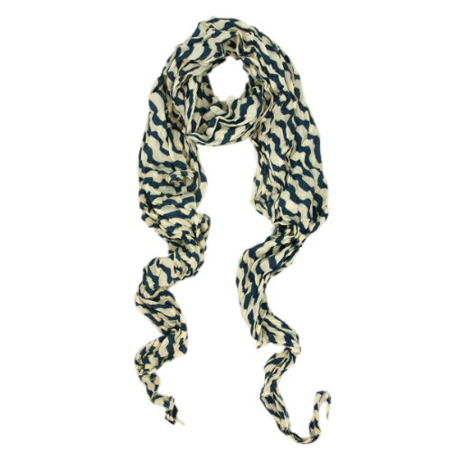 Premium Lightweight Long Crinkle Stripe Scarf, Blue