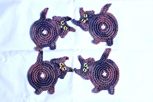 Peek-A-Boo Cat Butt Coasters, Crochet Cat Butt Coasters, Handmade Peek-A-Boo Cat Butt Coasters, Set of 4 Cat Butt Coasters, Cat Butt Mug Rugs,
