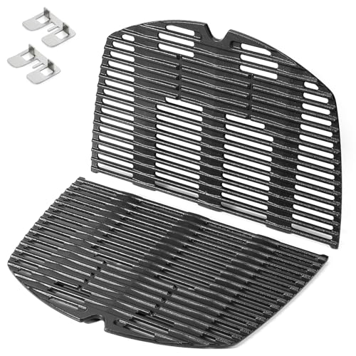 onlyfire Weber Q 300/3000 Series Cast Iron Gas Grill Grill - Replacement for 7646 - with 2 Mounting Brackets