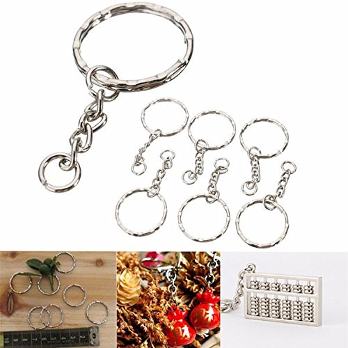 image for BephaMart 50Pcs 55mm Keyring Blanks Silver Tone Keychain Key Fob Split