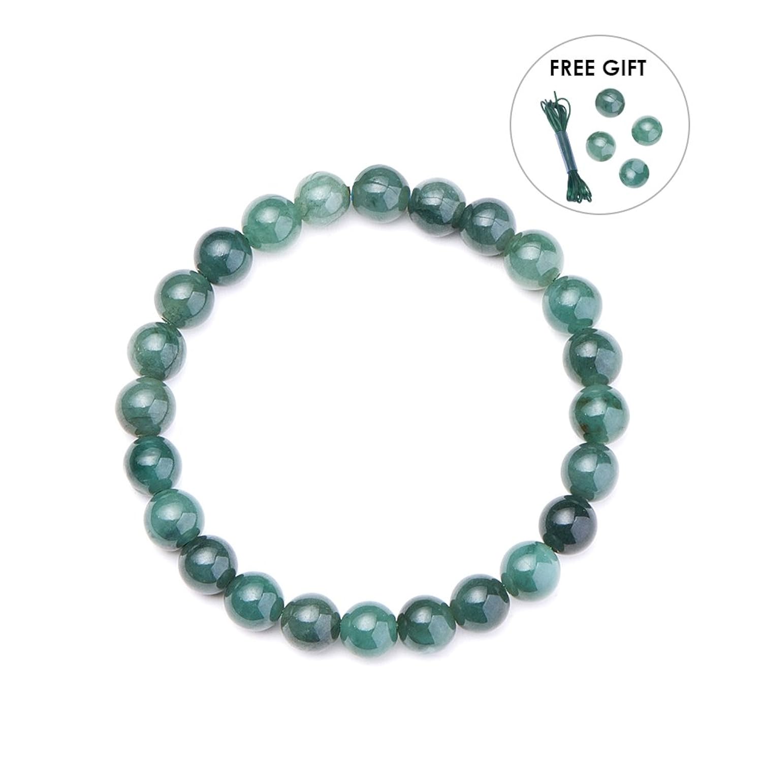 Pulsera elástica Sunnyclue con cuentas redondas de  mm semipreciosas de  cm aproximadamente