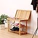 Ollieroo 2 Tier Natural Bamboo Shoe Rack Organizer and Foot Stool with Storage Drawer on Top - 5pcs Cedar Hang Ups