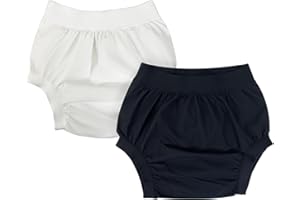 AQX Adult Plastic Pants, Reusable Waterproof Underwear for Incontinence, Leakproof High Waist Cloth Diaper Covers 2Pcs (BlackWhite-2Pcs, L)