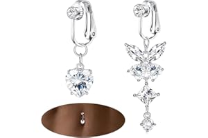 ShinyStyle J4You 2Pcs Gold Fake Belly Ring for Women Pink Cute Clip On Belly Button Rings Non Piercing