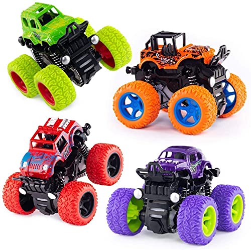 FLIPBOAT 4WD Trucks Friction Powered Unbreakable Cars for Kids Big Rubber Tires Baby Boys Super Cars Blaze Truck Children Gift Toys (Set of 4) Toy Review India (Iknoor World )