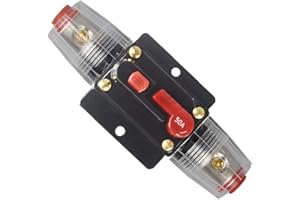 WOHHOM 30A 40A 50A 60A 80A 100A 150A Audio Circuit Breaker Auto Car Stereo Inline Fuse Holders Inverter, Manual Reset 12V-24V DC for Automotive Marine Boat Audio System Protection (50A)
