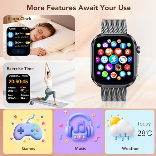 Women's Smartwatch Watch with ECG+HRV: 1.88 Inches Smart Watch with Bluetooth Calls Heart Rate Monitor Sleep Pressure Smartband 130+ Sports Modes Waterproof Flashlight IP67 Watches for Android and iOS