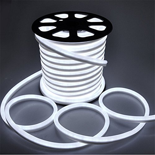 US Stock LED Rope Lights, Flat Flexible LED Light Strip Kit Waterproof Light 110V Indoor/Outdoor Use, Inter-Connectable Decorative Lighting for Kitchen Backyards Garden Party (50FT, Natural White)