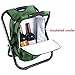 Fishing Backpack Chair,Portable Camping Stool,Foldable Backpack Stool with Double Layer Oxford Fabric Cooler Bag for Fishing,Beach,Camping,House and Outing (Green)