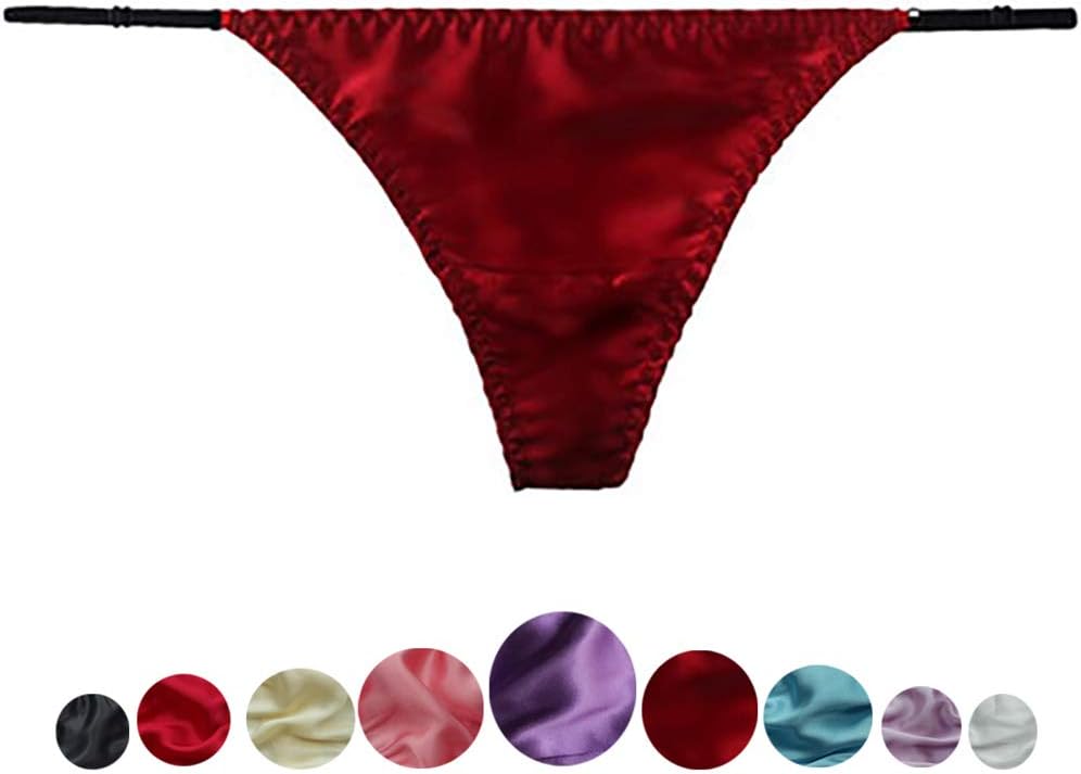 Farlenoyar Women Silk String Bikini Briefs Sexy Underwear Stretch Adjustable Waist
