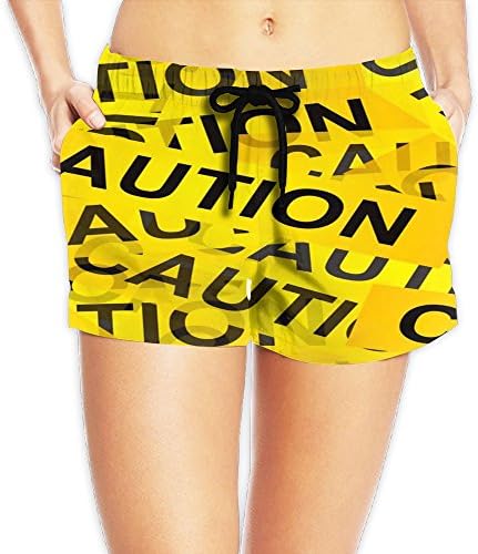 This Is Caution Women's Fashion Swim Trunks Sexy Beach Bottom Swim Board Shorts Casual Shorts Sports Shorts With Pockets